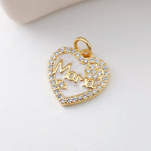 Load image into Gallery viewer, Cubic Love Mom Charm, 18K Gold Plated Micro CZ Pave Heart Pendant, Necklace Making Findings,  Jewelry Finding Gift for Mom S1122