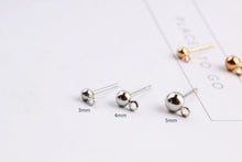 Load image into Gallery viewer, 10pcs Stud Earring Post,Ball Stud With Horizontal Loop, S925 Silver Ear Pin,Gold/Silver Earring,Hypoallergenic Earring Findings T5-ZX7047