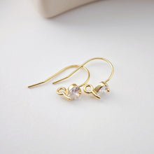 Load image into Gallery viewer, 18K Gold Plated Ear Wires, heart Cubic Pave Earring Hooks, Nickel Free, Fish Hooks, Ear Wires for Jewelry Making D0169