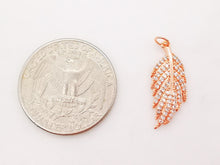 Load image into Gallery viewer, 2PCS 22x8mm Cubic Leaf Charms, 18K Gold Leaf Pendants, Micro pave charms for Necklace Bracelet Earring, Jewelry Findings S730