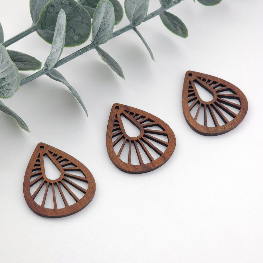 Teardrop Wood Charms, Drop Wooden Pendant, Reclaimed Walnut Wood, Geometric Statement Wood Earrings Diy Ideas JT976