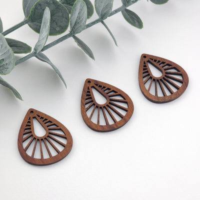 Teardrop Wood Charms, Drop Wooden Pendant, Reclaimed Walnut Wood, Geometric Statement Wood Earrings Diy Ideas JT976