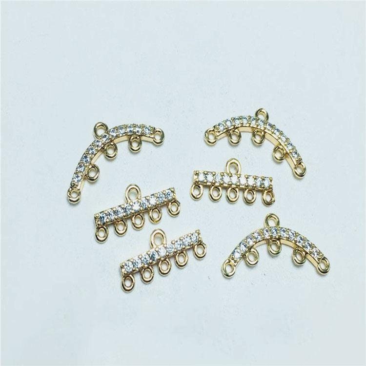 CZ Pave T-shaped Charm, Cubic Zircon Crystal Pendant, Bracelet Necklace Pendant, 14K Real Gold Plated, Jewelry Findings STG059-F201