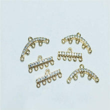 Load image into Gallery viewer, CZ Pave T-shaped Charm, Cubic Zircon Crystal Pendant, Bracelet Necklace Pendant, 14K Real Gold Plated, Jewelry Findings STG059-F201