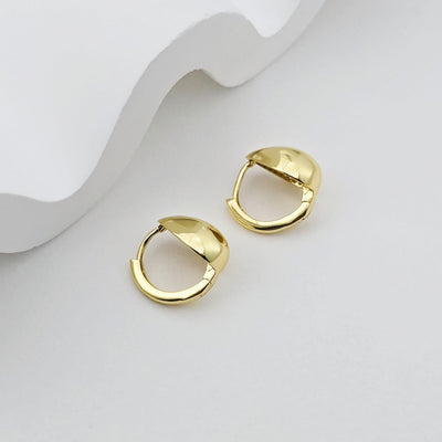 18K Gold Drop Hoop, Polish Gold, 14.7*13.6mm, Stud Earring Nickel Free, Hypoallergenic Earring Findings S1246