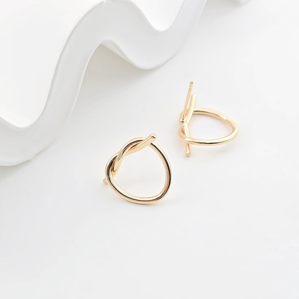Knotted Earring Post Earrings, Gold Earring Post, Hypoallergenic, Earring Findings, Handmade Earring Supplies ZX291