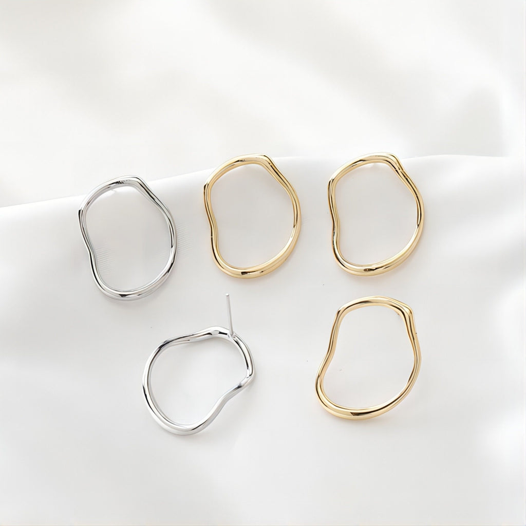 قرط أذن من الفضة الإسترليني عيار 925، دبوس أذن غير منتظم، خالٍ من النيكل، مشبك أذن ذهبي/فضي، قرط مضاد للحساسية JJ010