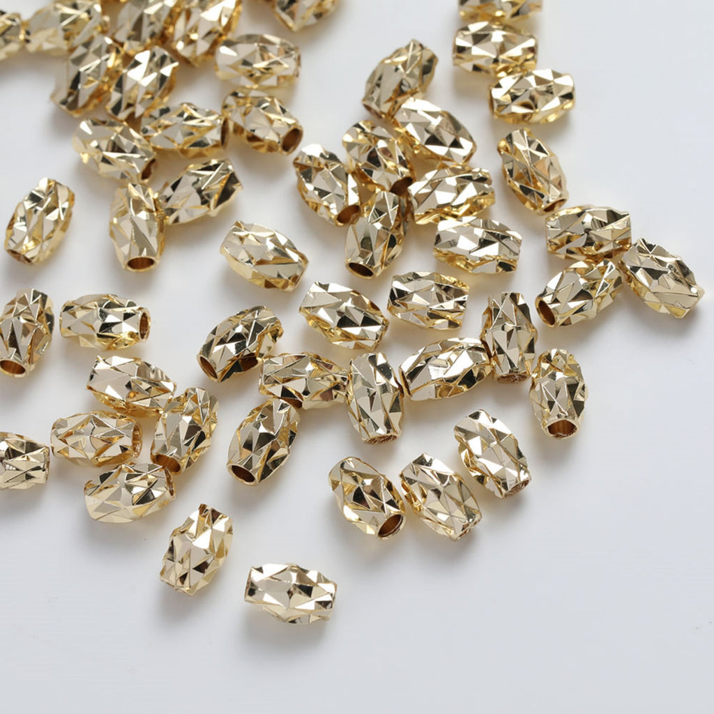 Barrel shaped spacer beads,14K gold plated,faceted spacer beads,necklace and earring making beads,jewelry finding SC008