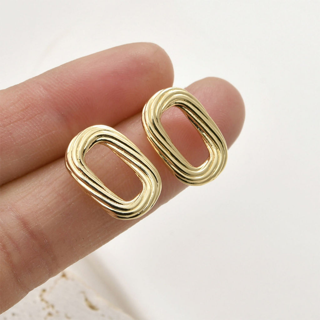 Poste para aretes ovalado cepillado sencillo, pasador para aretes de plata S925, pendiente de botón de oro/plata de 14 quilates con aros, accesorios para aretes sin níquel LL174-ZX7038