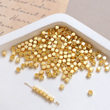 Load image into Gallery viewer, 20pcs- Gold Plated Square Cube Beads, 18K Shiny Gold Beads, Cube Bracelet Beads, Big Hole Square Spacer Beads, Jewelry Finding S20340