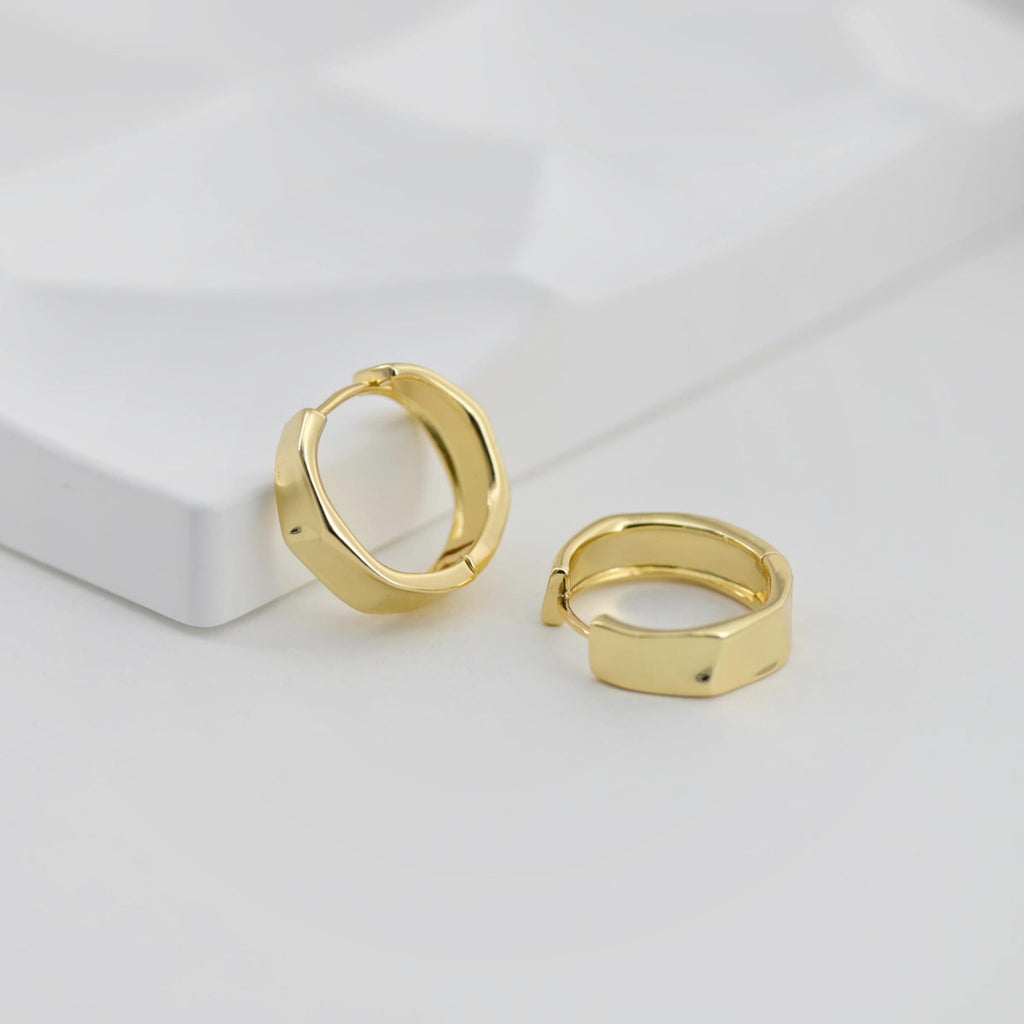 Gold Round Ear Hoops, 18K Gold/Silver Plated Leverback Earrings, Huggie Hoops Earring D0570