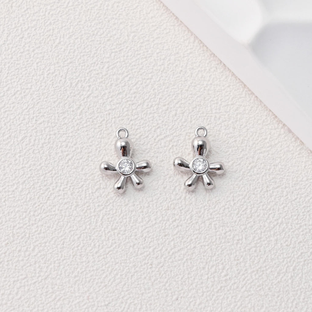 Colgante de flor con pavé de circonitas cúbicas, chapado en oro de 18 quilates, para collares y pendientes, accesorios de joyería D0495