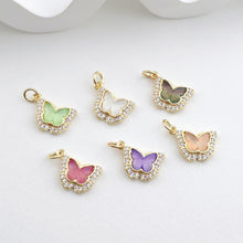 Load image into Gallery viewer, Crystal Butterfly Charms, CZ Pave Charm, 18K Gold/Silver Plated Butterfly Pendant, Jewelry Findings S1297