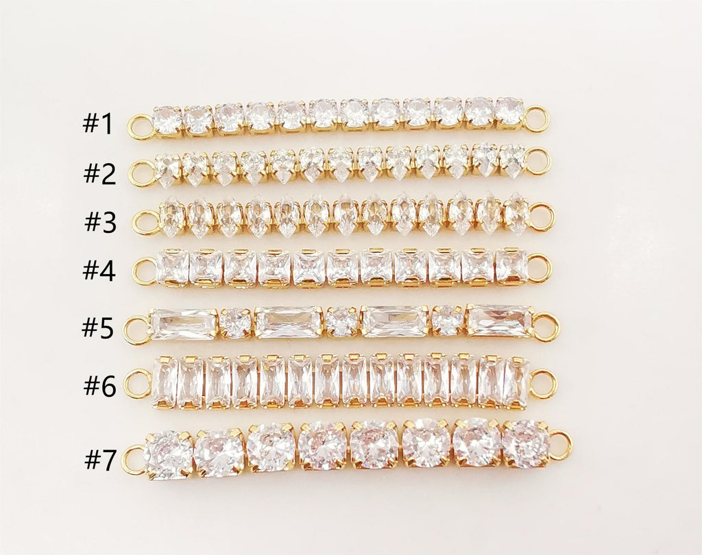 Cubic Tennis Connector, 18K Gold Plated CZ Pave Tennis Pendant, 50mm in length, Bracelet Making Charm, Jewelry Findings S1085