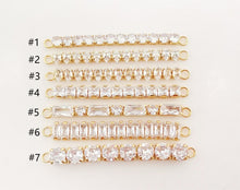 Load image into Gallery viewer, Cubic Tennis Connector, 18K Gold Plated CZ Pave Tennis Pendant, 50mm in length, Bracelet Making Charm, Jewelry Findings S1085