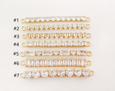 Cubic Tennis Connector, 18K Gold Plated CZ Pave Tennis Pendant, 50mm in length, Bracelet Making Charm, Jewelry Findings S1085