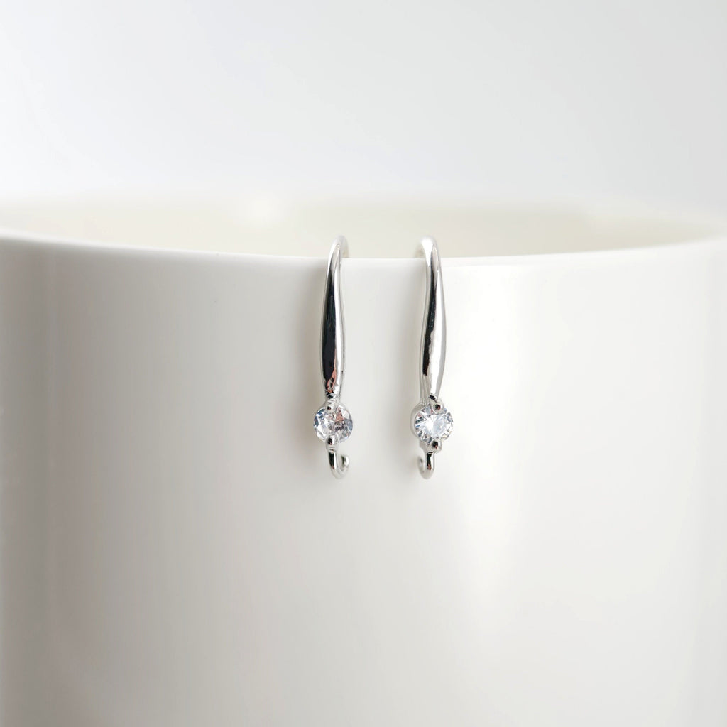 18K Gold Plated Ear Wires, Round Cubic Pave Earring Hooks, Nickel Free, Fish Hooks, Ear Wires for Jewelry Making D0142