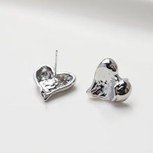 Load image into Gallery viewer, Gold Heart Earring Post, 14K Gold Nickel Free Earrings, S925 Silver Ear Pins, 17.8*17.7mm, Heart Shape Ear Stud with Loop GZ509-D0449