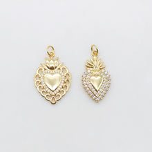 Load image into Gallery viewer, Cubic Heart Charms, 18K Gold Plated CZ Pave Love Charms, Bracelet Necklace Making Pendants, Jewelry Findings S20555