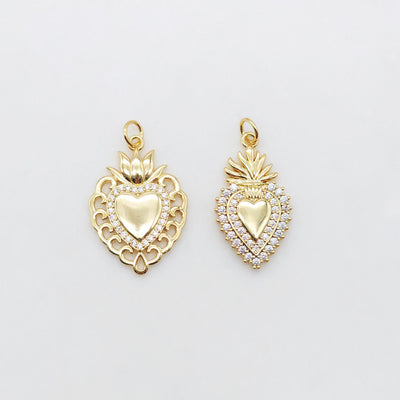 Cubic Heart Charms, 18K Gold Plated CZ Pave Love Charms, Bracelet Necklace Making Pendants, Jewelry Findings S20555