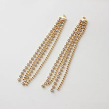 Load image into Gallery viewer, Gold Beads Chain Tassel Pendant, CZ Pave Chain Charm, Cubic Zirconia, 18K Gold Plated Earring Chain Pendant, Earring Findings GZ613