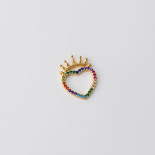 Load image into Gallery viewer, Heart Charms, Multicolor Cubic Pave , 18K Gold Plated CZ Pave, Love Charms, Bracelet Necklace Making Pendants, Jewelry Findings S20305