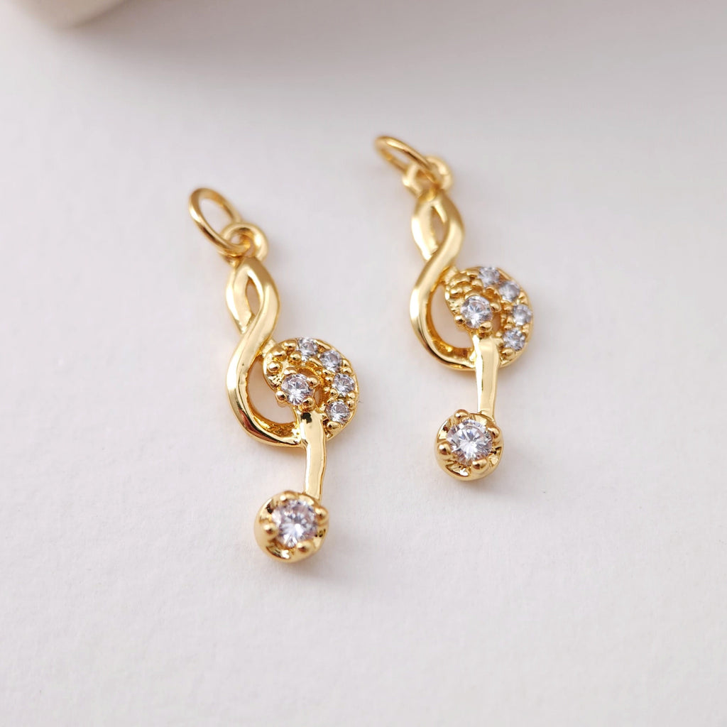 Cubic Music Note Charms Collection, 18K Gold Plated CZ Pave Music Note Pendant, Jewelry Findings S1200