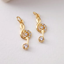 Load image into Gallery viewer, Cubic Music Note Charms Collection, 18K Gold Plated CZ Pave Music Note Pendant, Jewelry Findings S1200