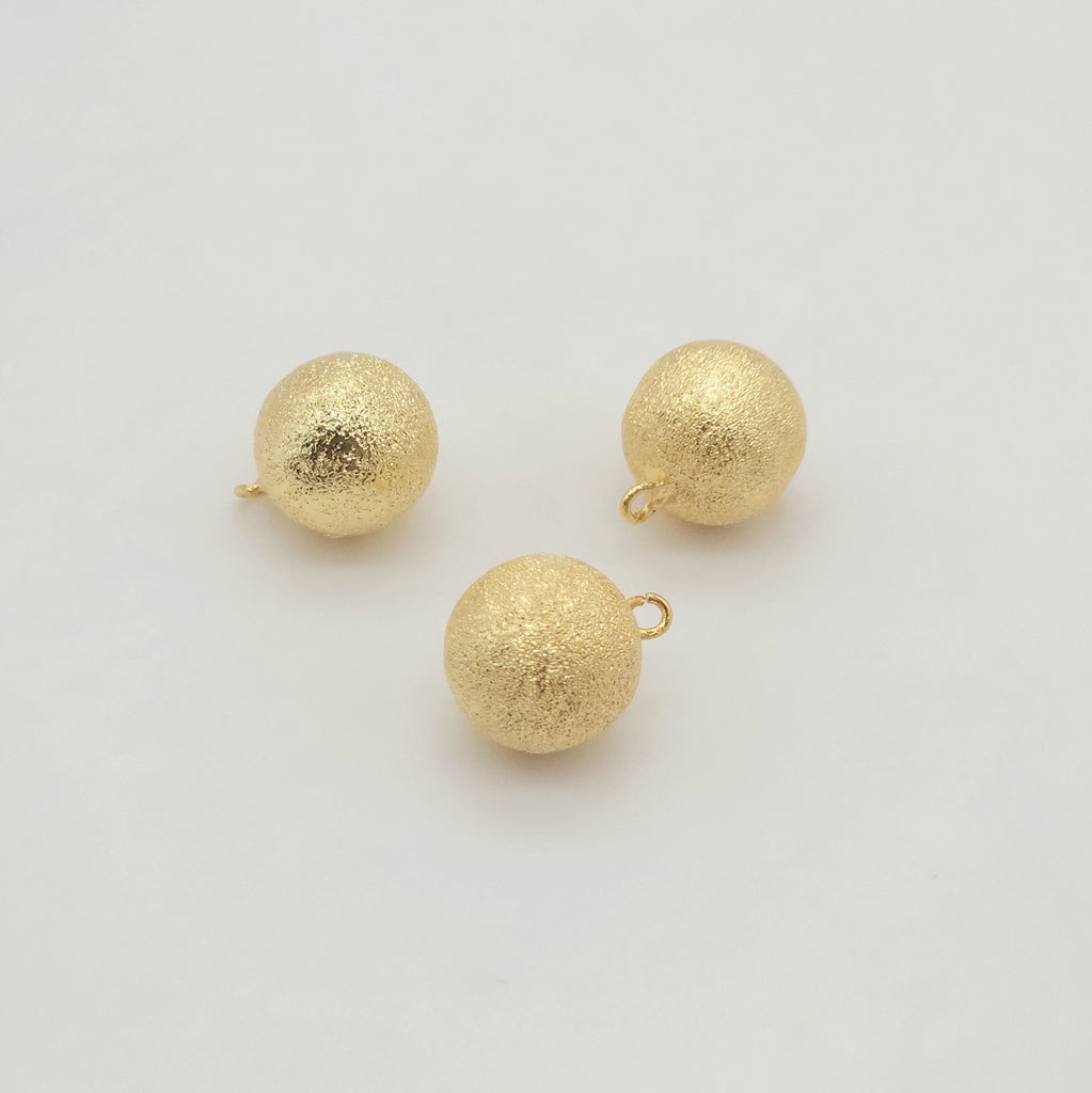 10PCS Gold Ball Charms, 18K Gold Plated Ball Charms, Round Ball Pendant,  Necklace Charms, Jewelry Findings S333