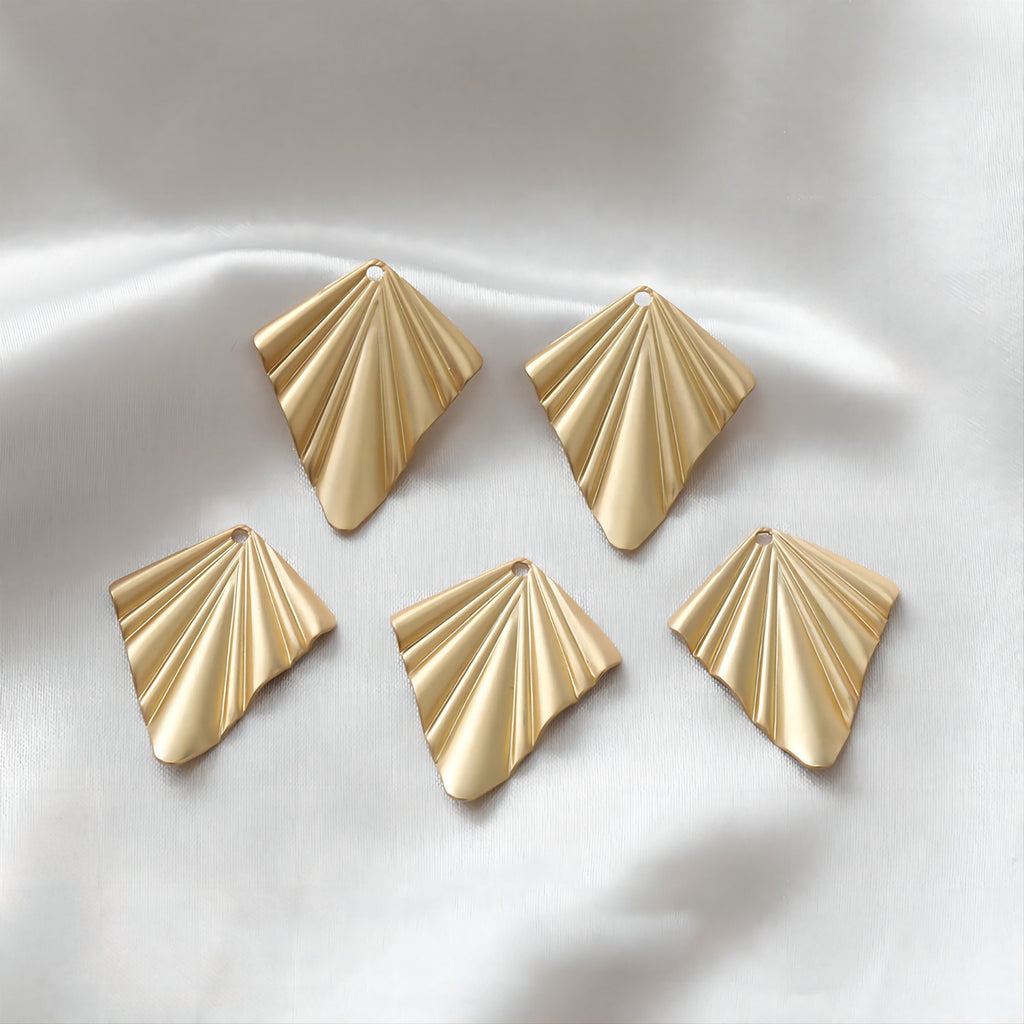 Rhombus Shaped Ruffled Textured Pendant, Charm, 14K Gold/Silver Plated, Jewelry Making Findings JH014