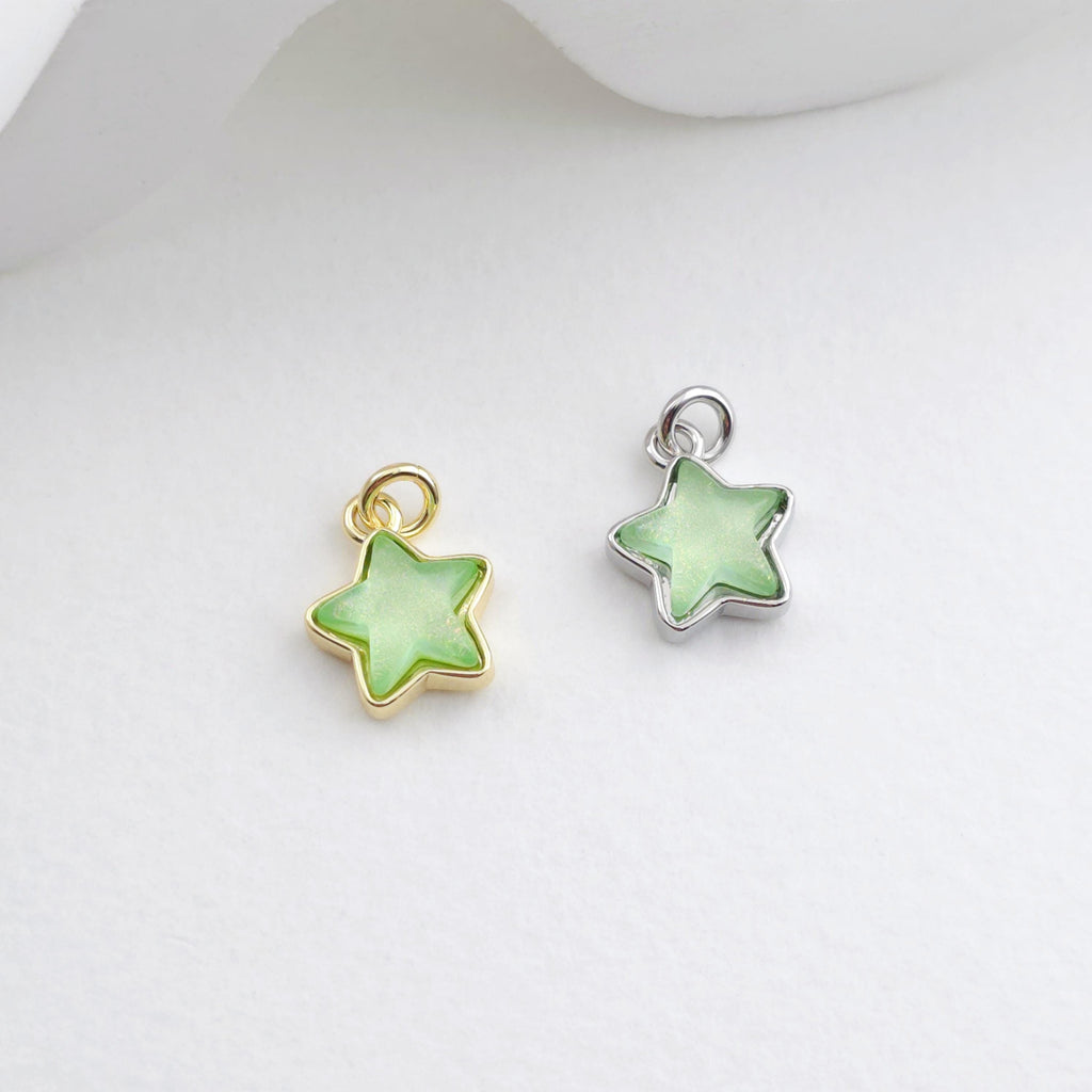 Dijes de estrella diminuta de cristal, colgante de estrella chapado en oro y plata de 18 quilates, accesorios de joyería S1296