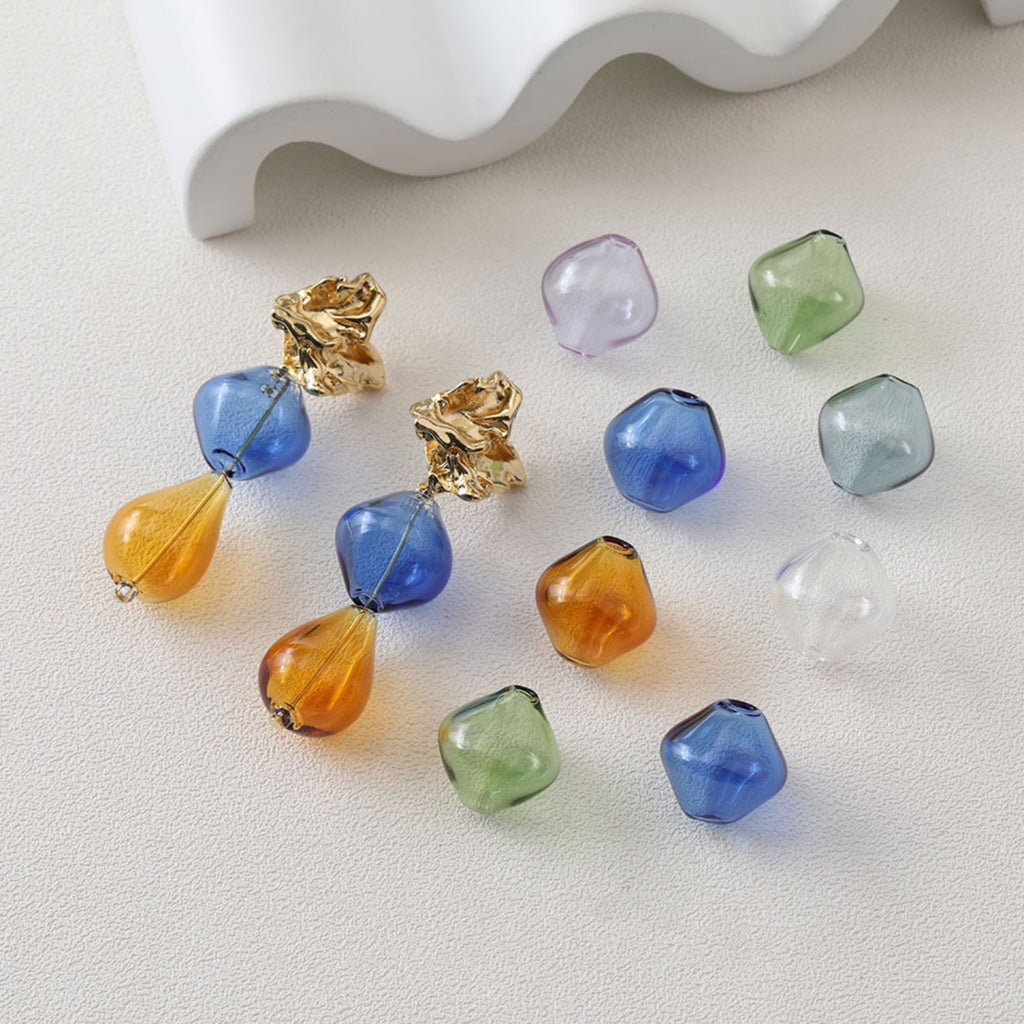 Glass Bubble Beads,Rhombus Hollow Glass Beads, Colorful Hand Blown Hollow  Globes for Jewelry Making, DIY Beads Finding GZ563