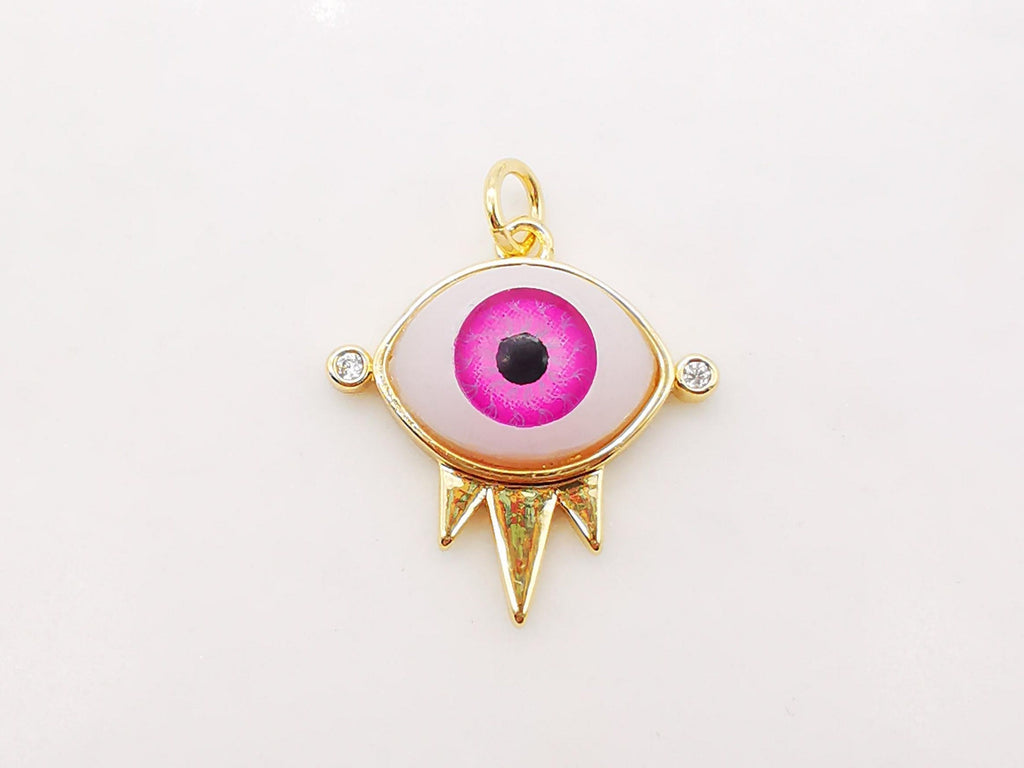 Evil Eye Charm, 18K Gold Plated Evil's Eye Pendant, 20x20mm, Bracelet Necklace Earring Making Charm, Jewelry Findings S911