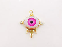 Load image into Gallery viewer, Evil Eye Charm, 18K Gold Plated Evil&#39;s Eye Pendant, 20x20mm, Bracelet Necklace Earring Making Charm, Jewelry Findings S911