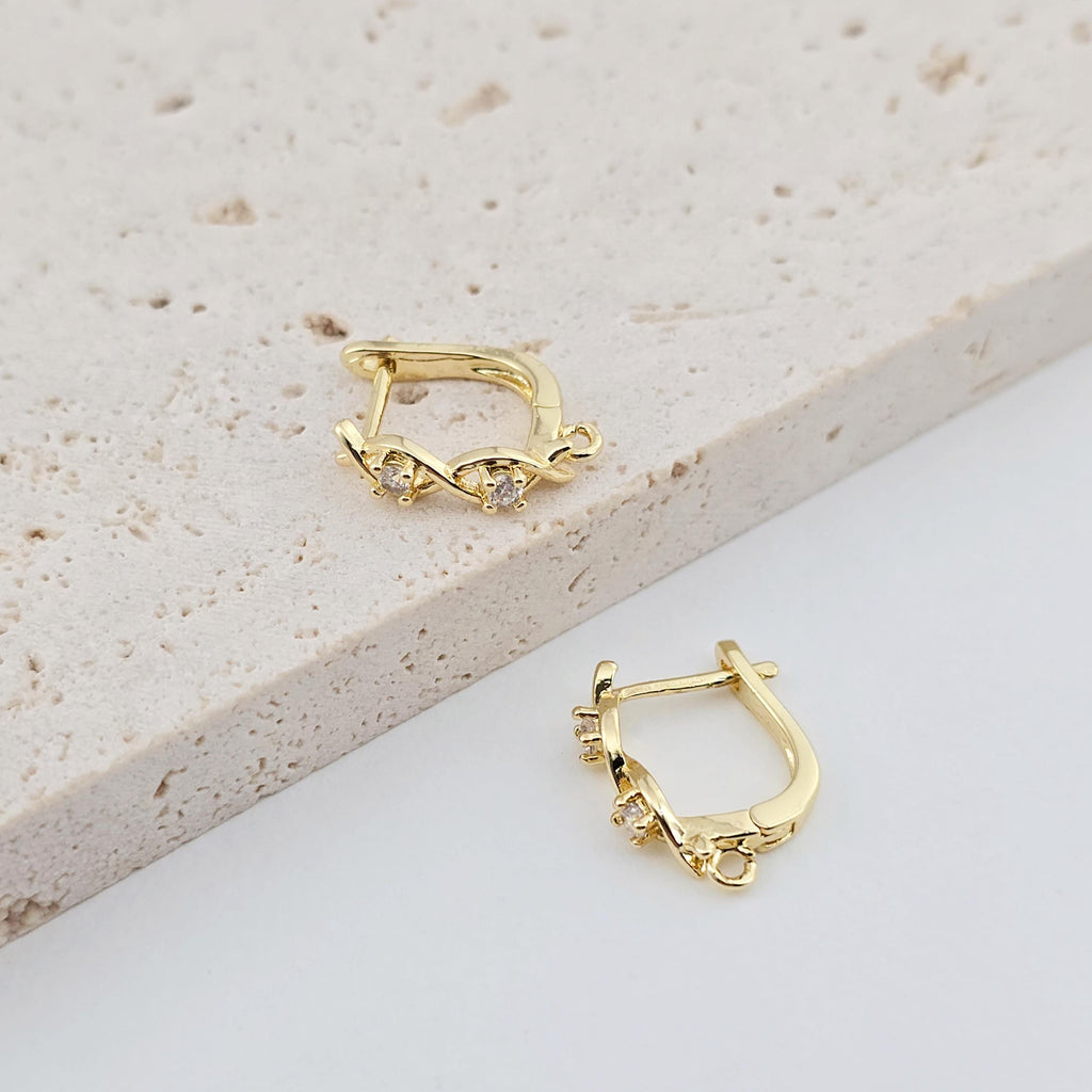 18K Gold Plated U Shape Hoop Earring, Huggie Hoops Earring Parts, U shape Hoop earring  for Jewelry Making D0250