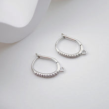 Load image into Gallery viewer, Ellipsoid CZ Pave Earring Hoop, Gold Plated Huggie Hoop Earring with Loop, Huggie Hoop DIY Earring  Findings,Handmade Earring Supplies D0097