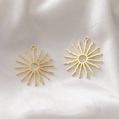 10 colgantes de sol con forma de rayo de sol, chapados en oro de 14 quilates y plata, de 28 mm, para hacer collares, accesorios de joyería ZZ096