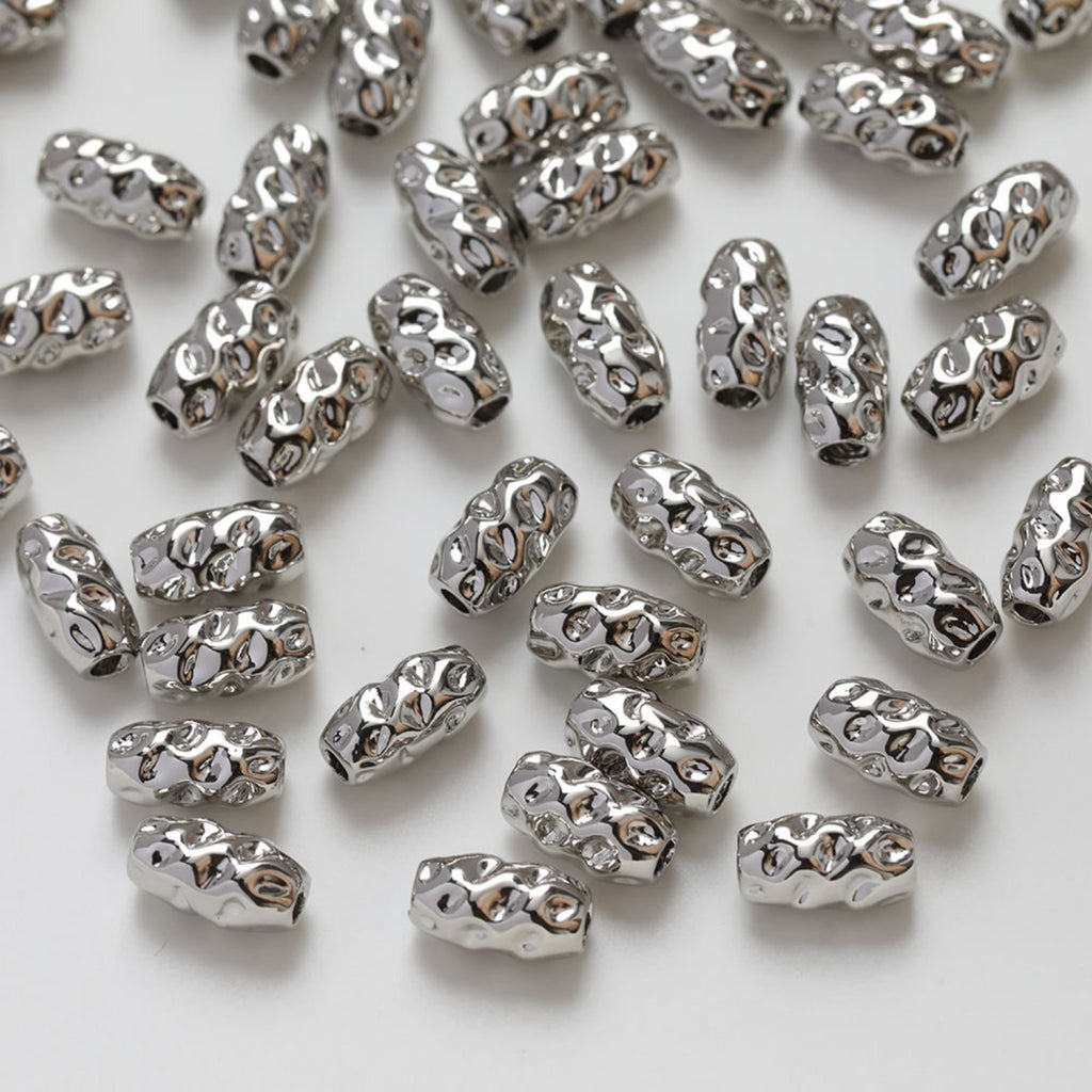 10pcs Gold Plated Stone Beads, Barrel beads, 14K Gold, Silver, white, Spacer Beads, Irregular Beads, Bracelet Beads, Jewelry Finding GZ252