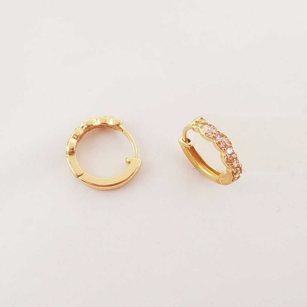 Multicolor CZ Pave Ear Hoops, 13.5mm, 5 colours you choose, 18K Gold Plated Leverback Earrings, Huggie Hoops Earring S20268