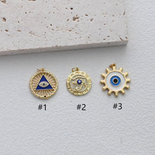 Cargar imagen en el visor de la galería, Dije de ojo turco cúbico, colgante redondo con pavé de circonitas cúbicas bañado en oro de 18 quilates, dije para hacer collares, accesorios de joyería S1302