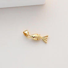 Cargar imagen en el visor de la galería, Dijes de pez dorado, dijes chapados en oro de 18 quilates, colgante de espina de pez, dijes para collar, accesorios de joyería S1328