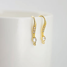 Load image into Gallery viewer, 18K Gold Plated Ear Wires, Cubic Pave Earring Hooks, Nickel Free, Fish Hooks, Ear Wires for Jewelry Making D0175