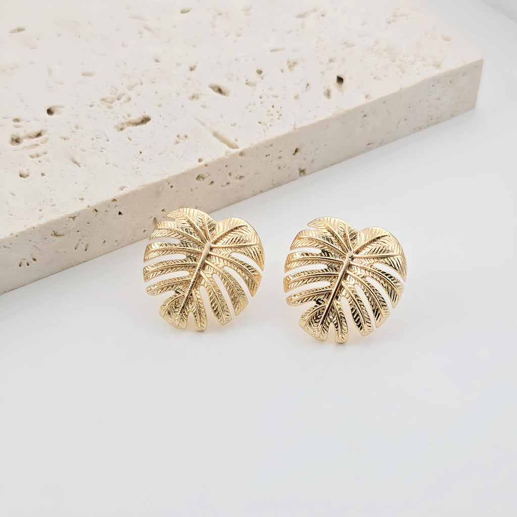 Gold Leaf  Earring Post With Loop, Nickel Free Earrings, Ear Stud Loop, Hypoallergenic Earring Findings ZX308