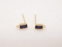 Load image into Gallery viewer, 4pcs Rectangular Ear Post with Loops, 5 Colors Gemstone, S925 Silver Ear Pin, Nickel Free, CZ 18K Gold Plated Stud Earring Finding ZX055