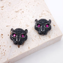 Load image into Gallery viewer, CZ Pave Leopard Spacer Bead, 18K Gold Animal Head Beads For Bracelet Necklace Making, Micro CZ Pave Beads, Jewelry Findings S009