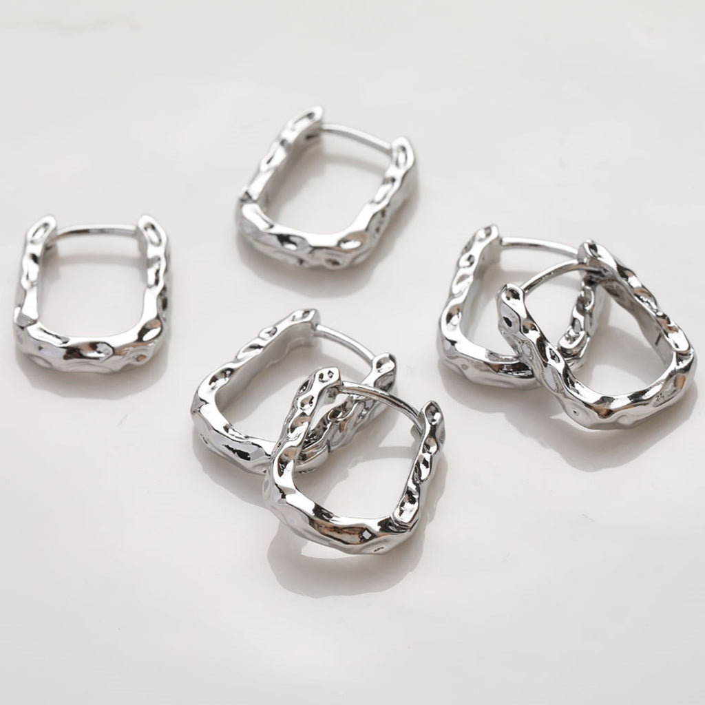 U Shape Earring Hoop, Hammered Huggie Hoops Earring Finding, Ear Hoops, 14*17.7mm, hoop earrings GT060