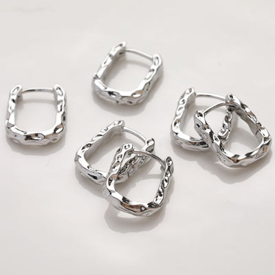 U Shape Earring Hoop, Hammered Huggie Hoops Earring Finding, Ear Hoops, 14*17.7mm, hoop earrings GT060