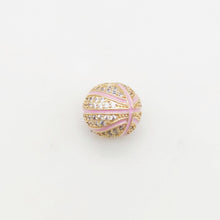 Load image into Gallery viewer, Round Pave CZ Beads, Basketball Spacer Beads, Enamel Beads, 18K Gold Plated Bracelet Necklace Making Jewelry Finding S20353