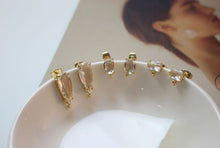 Load image into Gallery viewer, Rectangle Ear Post with Loops, Nickel Free, Micro CZ Pave, 18K Gold Plated Stud Earring Finding BB031-F237