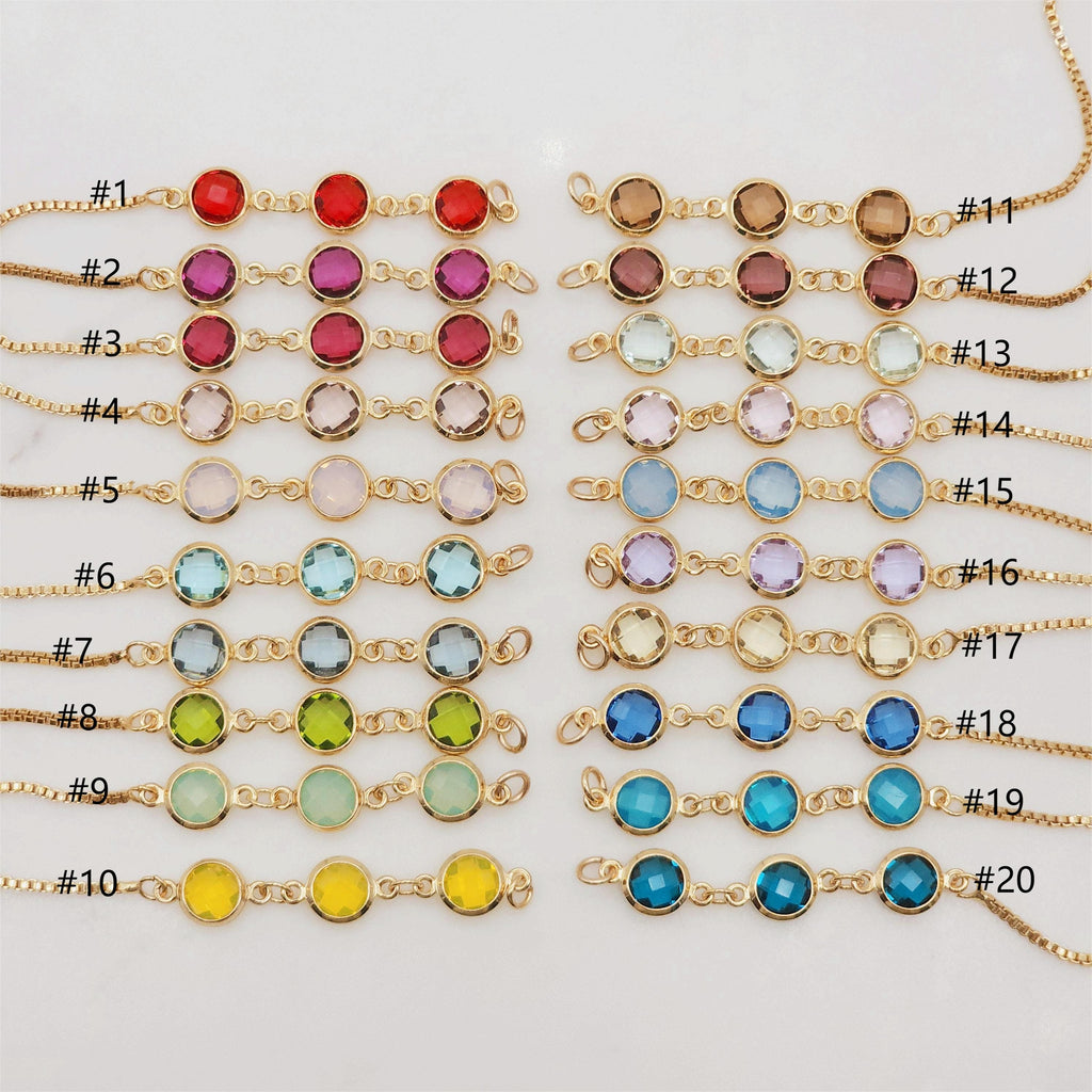 Adjustable Bracelet Making Chain, 20 Colors, 18K Gold Plated, CZ Pave Half Finished Slide Box Chain with Rubber Stopper Beads S20346